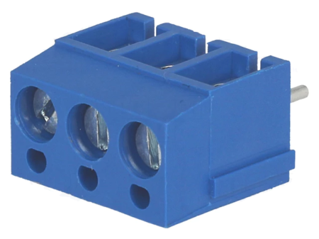 Conectica - Regleta 3 contacte albastră DEGSON ELECTRONICS DG300-5.0-03P, conexiuni PCB unghi 90, 5mm, max. 2.5mm²