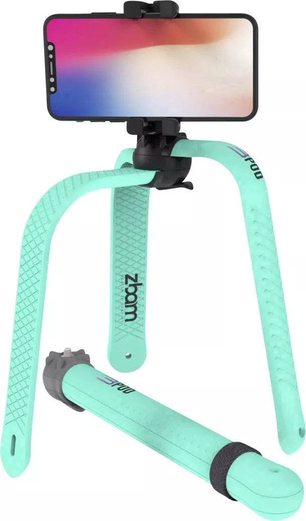 Suporti - Selfie stick trepied flexibil cu telecomandă Bluetooth turcoaz 3POD Zbam – IoElectronice.ro
