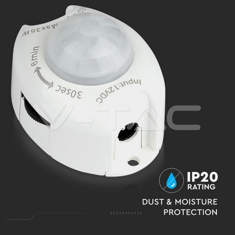 Senzor mișcare pentru bandă LED 12V 36W V-TAC, detectare 2-5m, temporizare 3 sec - 6 min, culoare albă [3]