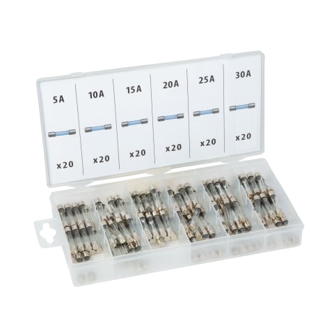 Sigurante fuzibile - Set 120 siguranțe rapide de sticlă 6x32mm 5 10 15 20 25 30A în cutie de depozitare M`N`C 05714 – IoElectronice.ro