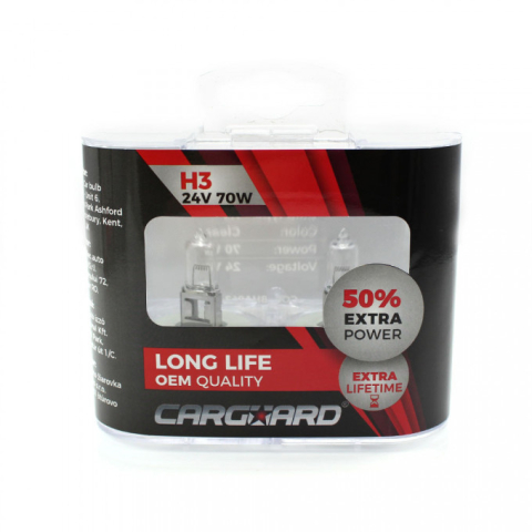 Set 2 becuri Halogen 24V H3 70W alb cald LONG LIFE Carguard [1]