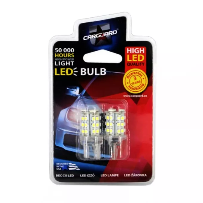 Set 2 becuri LED auto 12V 4W 255lm T20 Carguard pentru lumina de zi, garanție 24 luni persoane fizice [2]