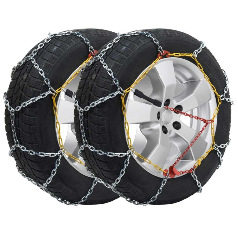 Reduceri - Set 2 Lanțuri de Zăpadă pentru Autoturisme, Zale 12mm, Montare Manuală, Compatibil 13-17 inch, TÜV/GS