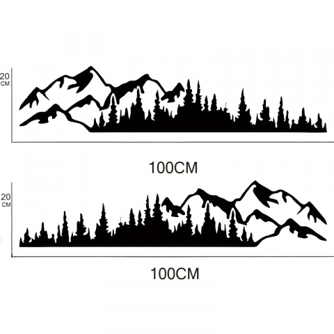 Set 2 Stickere Autoadezive Off Road "Forest & Mountains" 100x20cm, Negru pentru SUV, ATV, Camping [4]
