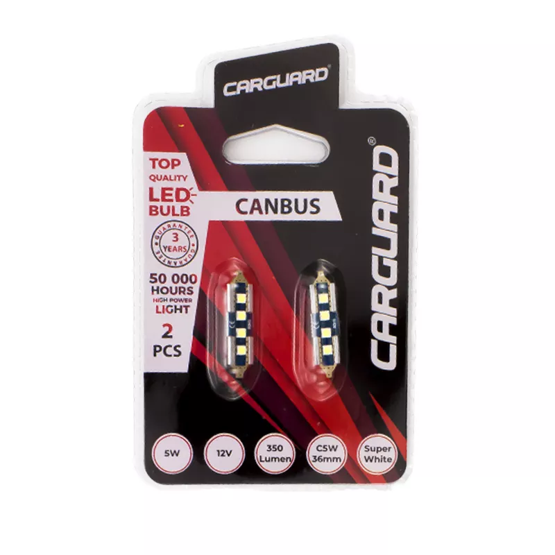 Set 2x becuri auto C5W 36mm LED alb 12V 5W 350lm Canbus Carguard pentru interior portbagaj [2]