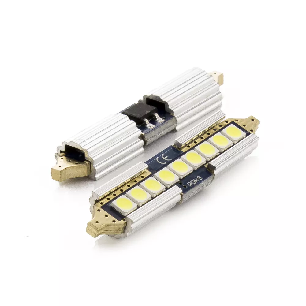 Set 2x becuri auto C5W LED SMD alb 12V 5W 650lm 41mm Canbus Carguard pentru interior portbagaj [1]
