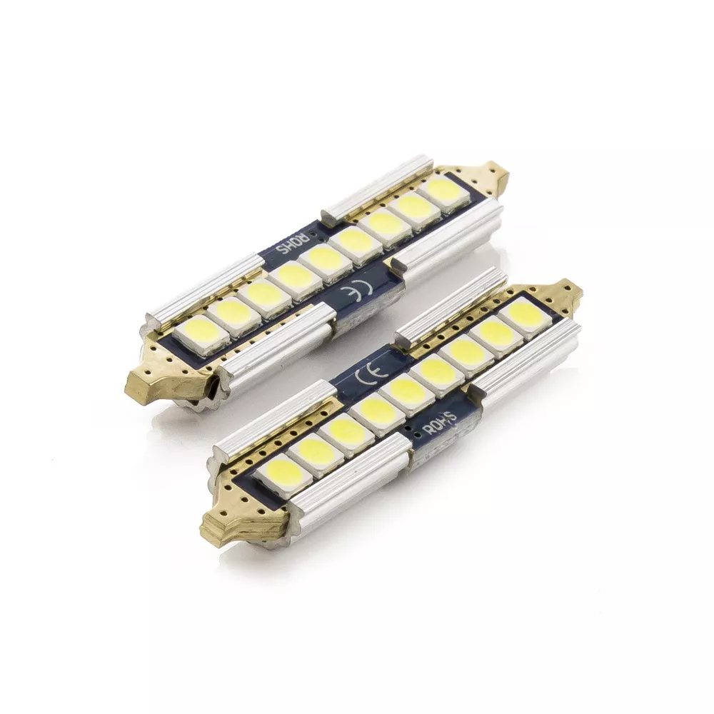 Becuri auto - Set 2x becuri auto C5W C10W 41mm LED SMD alb 12V 5W 650lm Canbus interior portbagaj Carguard – IoElectronice.ro