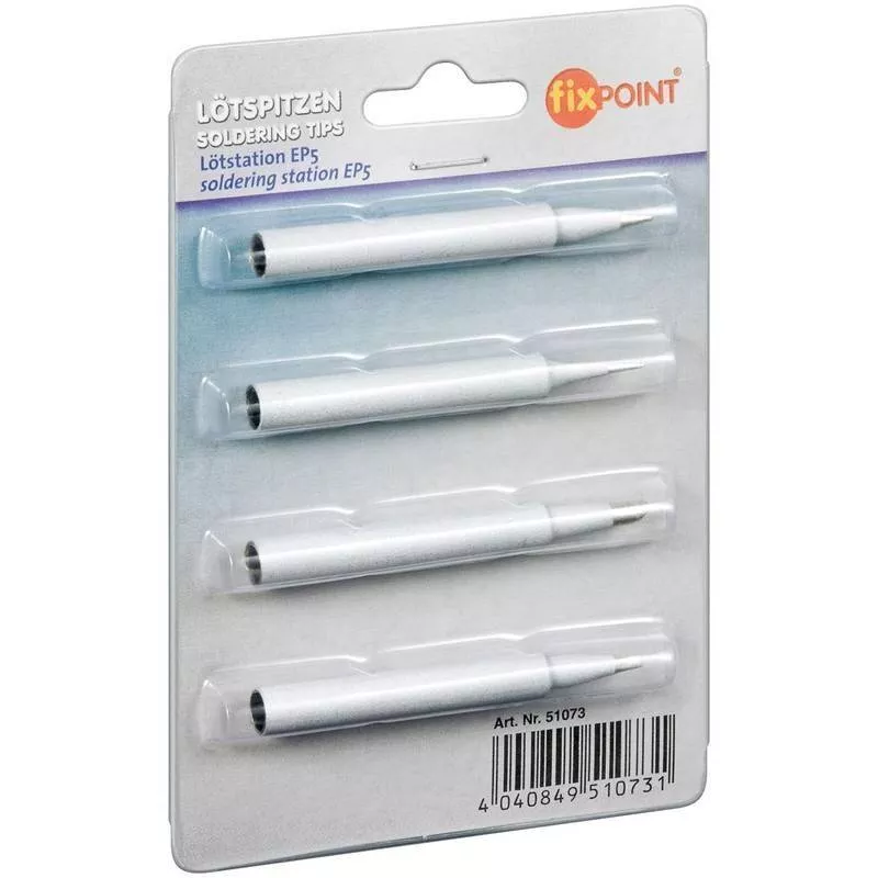 Set 4 vârfuri de lipit EP5 FixPoint, compatibile cu stații de lipit, lungime standard, accesorii esențiale pentru electronică. [1]