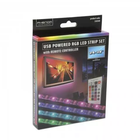 Set bandă LED iluminare fundal TV 24-38" multicolore cu telecomandă USB A Phenom [3]