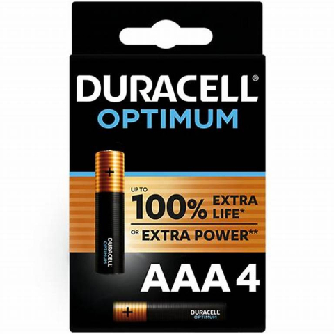 Baterii - Set baterii alcaline AAA R03 DURACELL OPTIMUM 4buc MX2400 – IoElectronice.ro