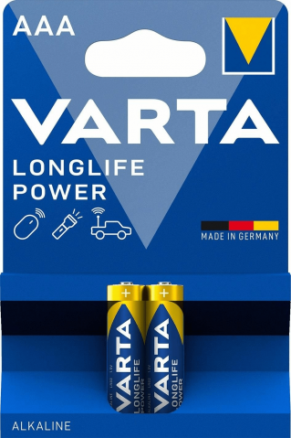 Baterii - Set Baterii AAA Alcaline Varta Longlife Power, 2buc/blister - Performanță și Durabilitate