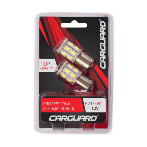 Set Becuri LED Auto de Frână 12V P21/5W BA15D Dublu Filament Alb 500lm CARGUARD 2buc [2]