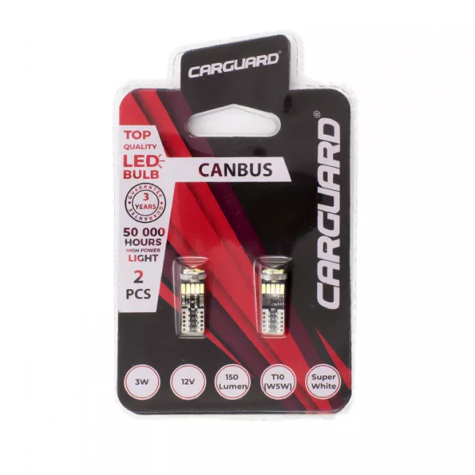 Set becuri LED auto W5W T10 3W 6500K 150lm 12V Carguard pentru interior și portbagaj [2]