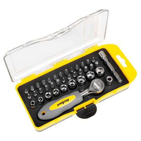 Surubelnite - Set biti cu cheie clichet 38 piese REBEL RB-1104 – IoElectronice.ro