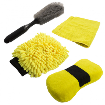 Solutii de intretinere auto - Set burete cu microfibre și perie Carguard pentru curățarea auto, model Carguard, lungime optimă pentru accesibilitate.