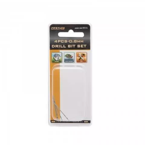 Set burghie 0.8mm 4buc HANDY pentru găurire precisă în metal și lemn, model 0.8mm, utilizare profesională. [1]