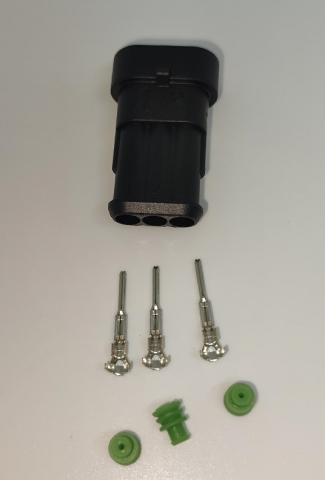 Mufe papuci - Set conector cablu Superseal 1.5 tata mufa 3 pin 3 pini inclusi + 3 garnituri incluse IP67 TE Connectivity 282105-1-SET-M - IoElectronice.ro