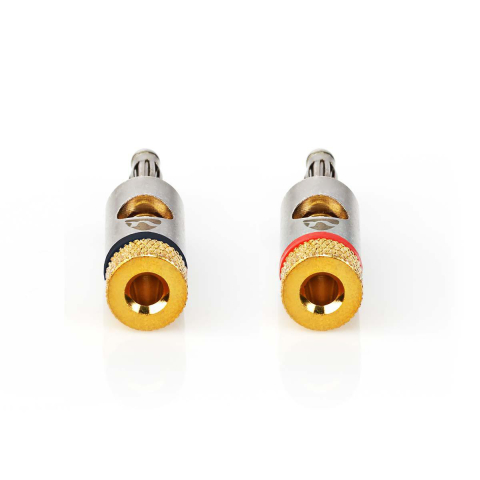 Set conectori banana tata 2buc aluminiu metal PROFIGOLD Nedis CATB26900GD pentru conexiuni audio profesionale [1]