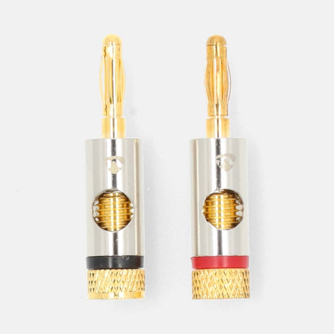 Set conectori banana tata 2buc aluminiu metal PROFIGOLD Nedis CATB26900GD pentru conexiuni audio profesionale [4]