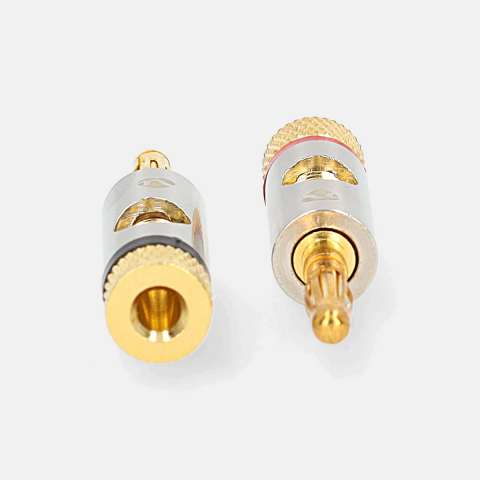 Set conectori banana tata 2buc aluminiu metal PROFIGOLD Nedis CATB26900GD pentru conexiuni audio profesionale [3]