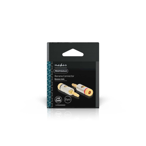 Set conectori banana tata 2buc aluminiu metal PROFIGOLD Nedis CATB26900GD pentru conexiuni audio profesionale [2]