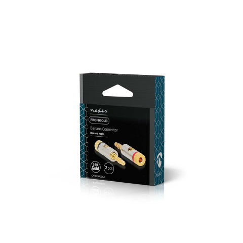 Set conectori banana tata 2buc aluminiu metal PROFIGOLD Nedis CATB26900GD pentru conexiuni audio profesionale [5]