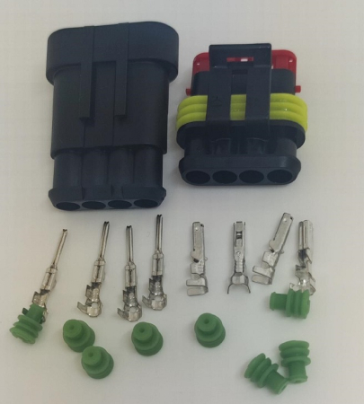 Conectica - Set conectori cablu Superseal 1.5 TE Connectivity 282106-1-SET-M, mufe 4 pin + 8 pini, garnituri IP67 inclus.
