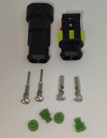 Mufe papuci - Set conectori cablu Superseal 1.5 tata-mama mufa 2 pin + 4 pini inclusi + 4 garnituri incluse IP67 TE Connectivity 282104-1-SET-M – IoElectronice.ro