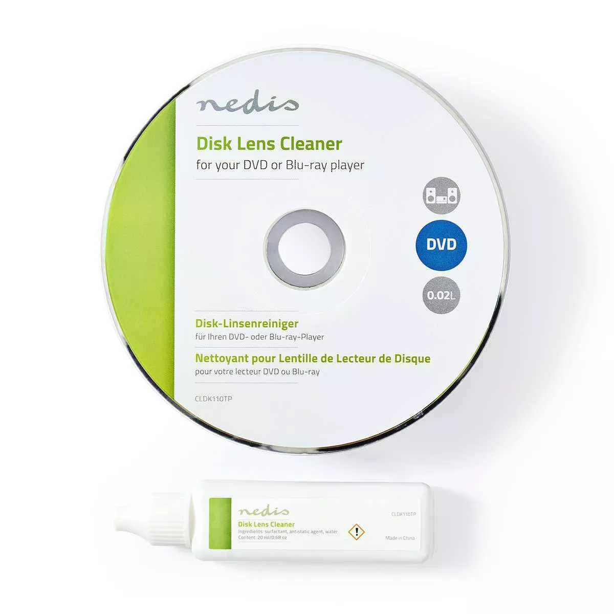 CD-R DVD - Set de curățare lentile Blu-ray și DVD 20ml Nedis – Siguranță și Performanță Optimală