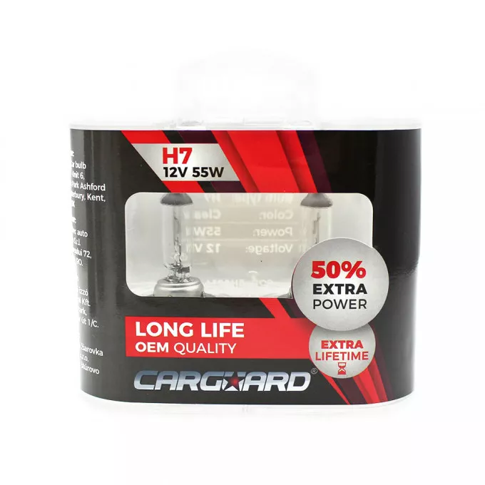 Set 2 becuri Halogen H7 55W +50% intensitate 12V Carguard, soclu H7, lumina alb caldă [3]