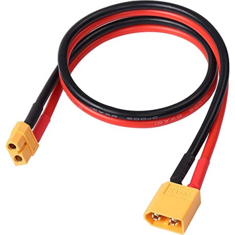 Mufe AC-DC - Set prelungitor mufa XT90 tata-mama cu cablu siliconic 12AWG 50cm, max 30A, 500V pentru baterii 7.4V-22.2V