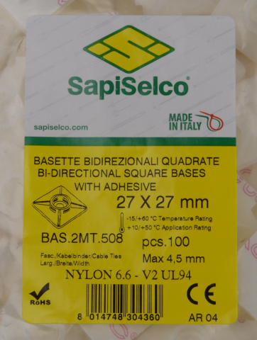 Set suporti adeziv pătrat 27x27mm alb 100buc BAS.2MT.508 [1]