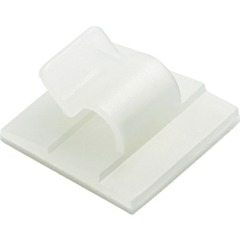 Fasete-bride-cleme - Set suporti adezivi cabluri mici 19x10mm alb, 100buc, fixare și legare fire, nylon 66, SapiSelco Italy