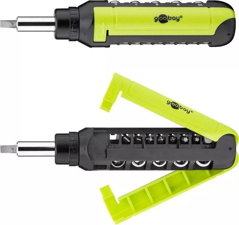 Scule mentenanta - Set șurubelnițe cu clichet 8biti CrV și 5 tubulare PH/Torx Goobay, lungime 100mm, accesorii pentru reparatii electronice