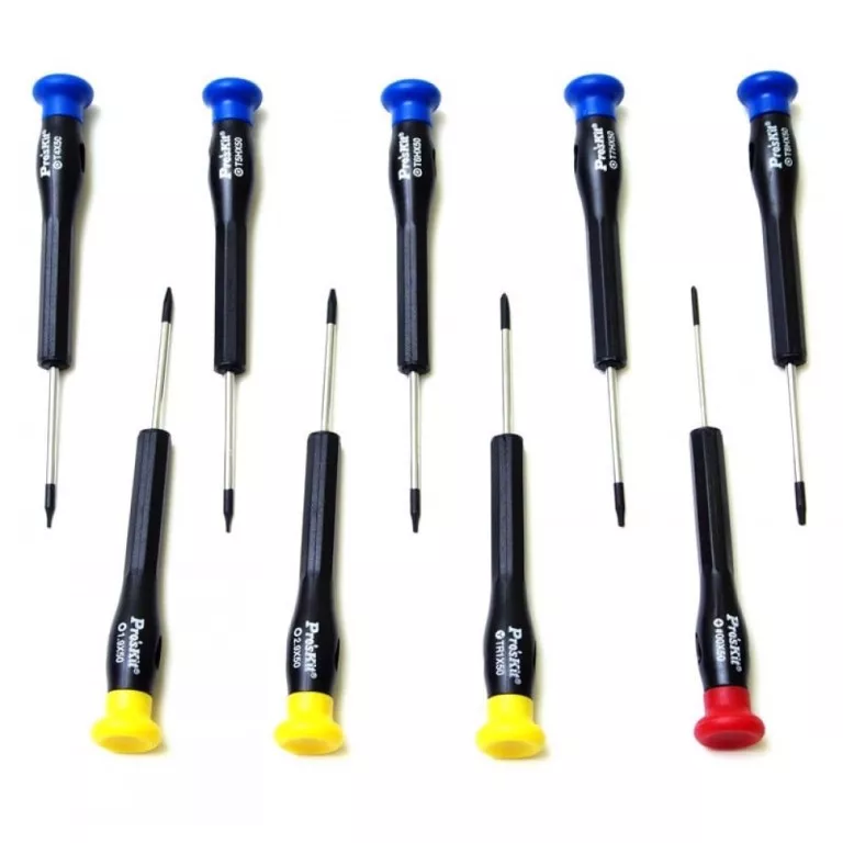 Set șurubelnițe 9 piese pentru telefoane mobile ProsKit tip PH00, PH000, SL2.0, SL3.0, lungime 100mm, compatibilitate diverse modele [1]