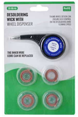 Scule mentenanta - Set tresa cupru pentru decositorit DESOLDERING WICK ZD-181-4A 2.0mm x 1.5m