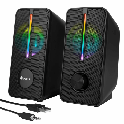 Boxe si difuzoare - Sistem de boxe gaming 2.0 RGB 12W, compact, USB, control volum, compatibil PC/Laptop, iluminare LED vibrant
