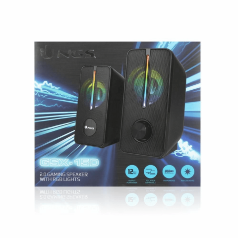 Sistem de boxe gaming 2.0 RGB 12W, compact, USB, control volum, compatibil PC/Laptop, iluminare LED vibrant [2]