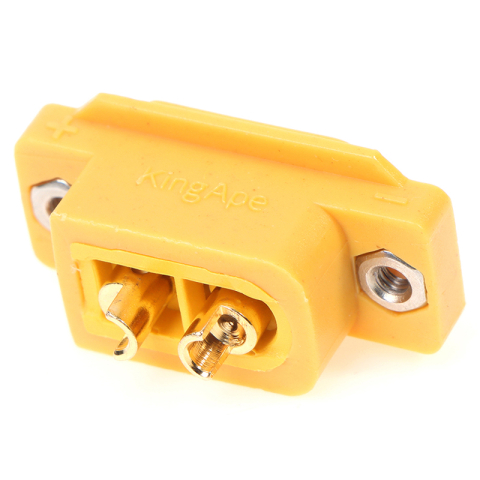 Soclu alimentare DC XT60 mama 2 pini 30A 500V galben AMASS XT60E-F pentru montare pe panou [1]