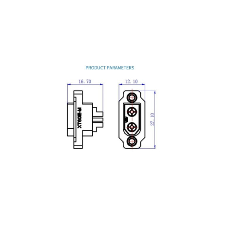 Soclu alimentare DC XT60 tata 3 pin (2+1) lipire neagră 600V AMASS XT60IE-M [2]