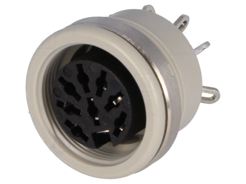 Mufe DIN 5 pini - Soclu DIN 8 pini mama 262 grade lipire cu piulita din spate montare pe panou HIRSCHMANN 930537517 MAB 8100 S - IoElectronice.ro