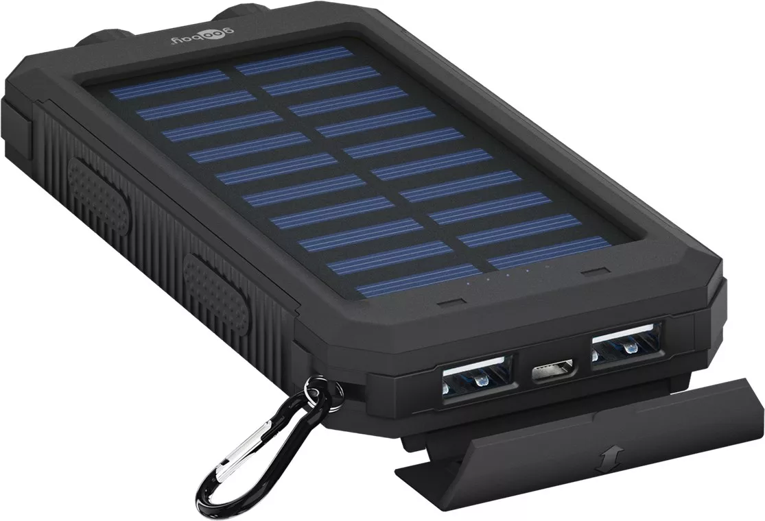 Solar PowerBank 8000mAh cu lanternă LED Goobay, negru, 6 luni garanție, ideal pentru încărcare mobilă. [4]