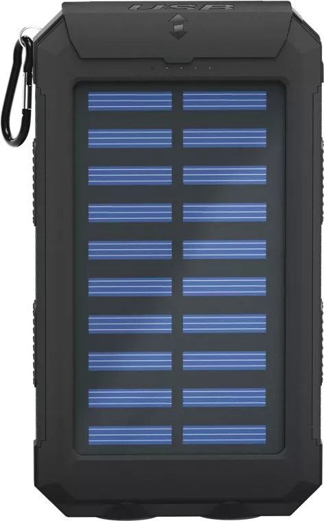 Solar PowerBank 8000mAh cu lanternă LED Goobay, negru, 6 luni garanție, ideal pentru încărcare mobilă. [2]