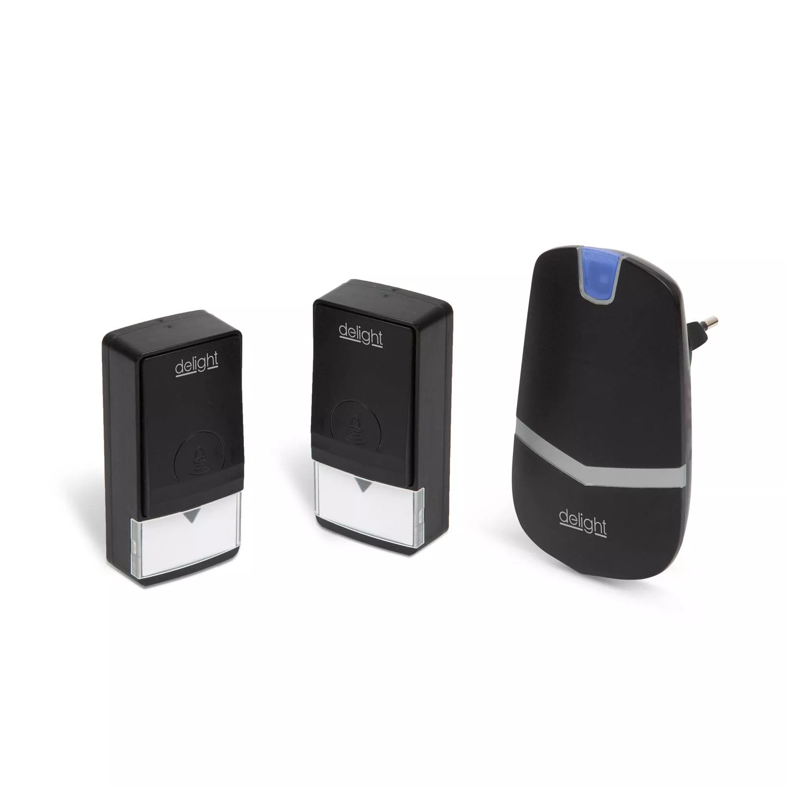 Sonerii-alarme - Sonerie digitală neagră fără fir și fără baterie cu 2 unități de exterior Kinetic IP44 delight – IoElectronice.ro