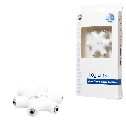 Splitter adaptor Jack 3.5 mm mama x6 stereo alb Logilink CA1088, conector stereo, 24 luni garanție [2]