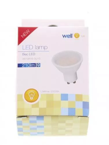 Spot LED MR16 GU10 3W 230V lumina caldă 3000K 210 lumen 25000 ore Well [1]