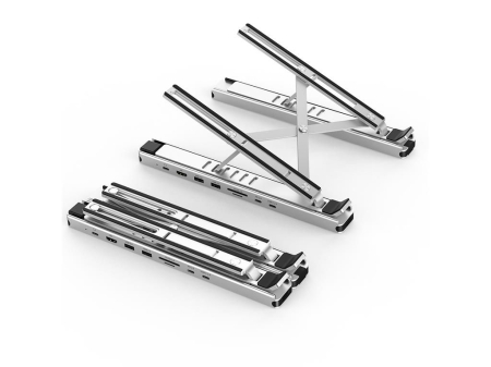 Stand laptop 9 în 1 cu HUB USB-C, reglabil, aluminiu, porturi multiple, portabil, Choetech HUB-M43-SL-V1 [2]