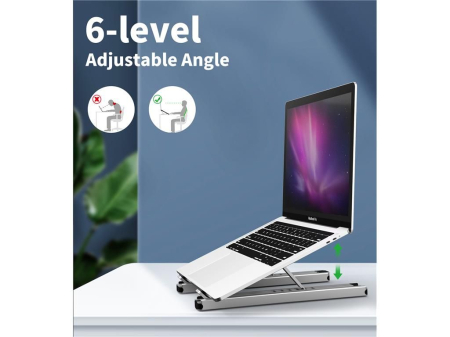 Stand laptop 9 în 1 cu HUB USB-C, reglabil, aluminiu, porturi multiple, portabil, Choetech HUB-M43-SL-V1 [4]