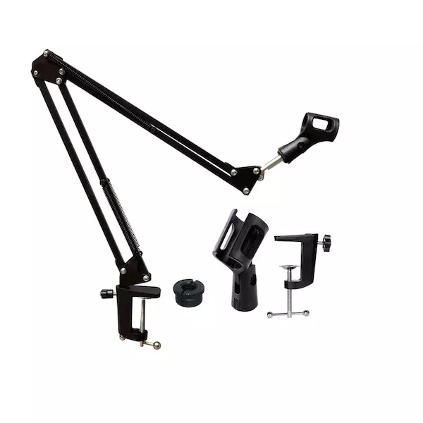 Stand microfon montabil pe masă cu dublu braț OEM, lungime ajustabilă, suport pentru microfoane standard [1]