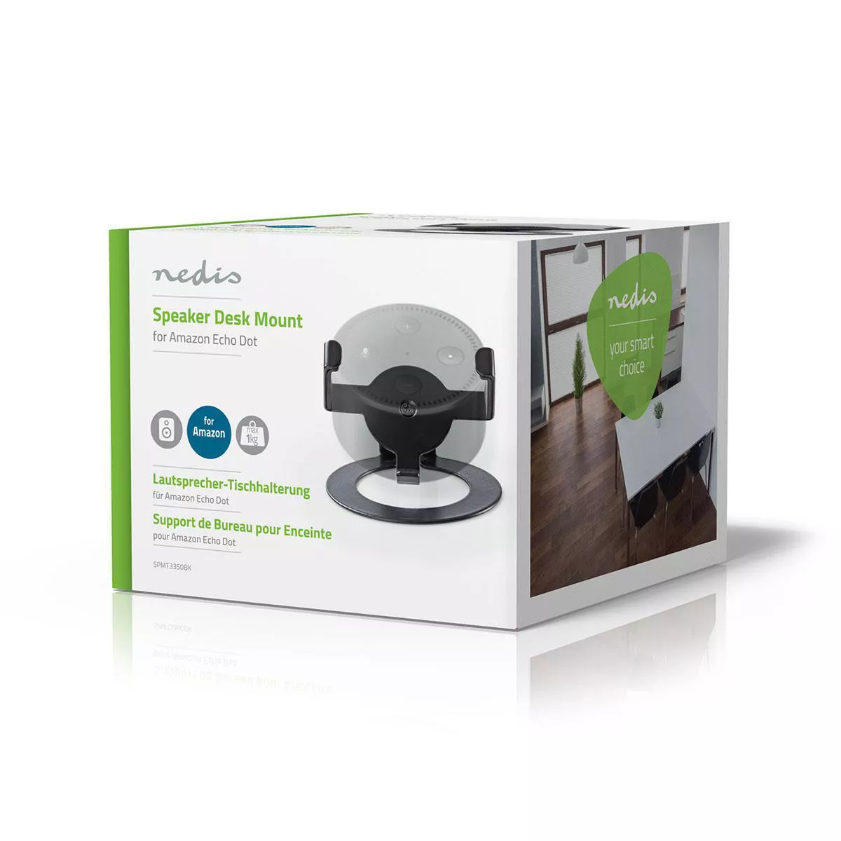 Stand portabil difuzor Amazon Echo Dot Nedis 1kg Negru, suport ajustabil, design compact, ușor de transportat. [3]